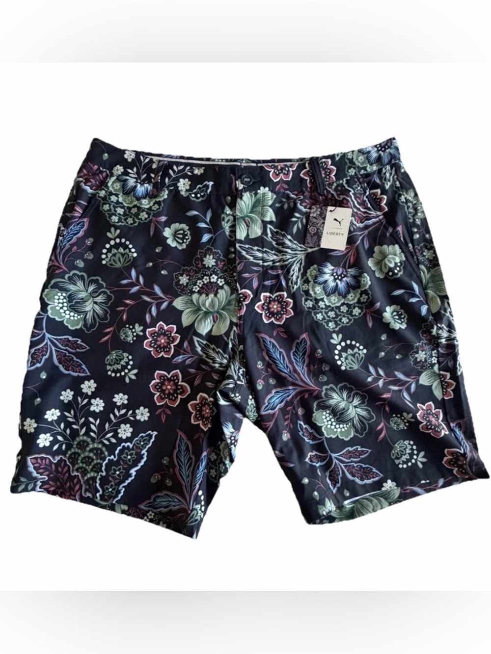 Puma X Liberty Shorts Mens 38 Navy Floral Golf Microfiber Athletic Performance
